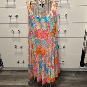 Chaps paisley cotton lined dress, size 12P